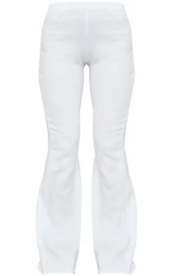 Clearance PrettyLittleThing Rib High Waist Flares White