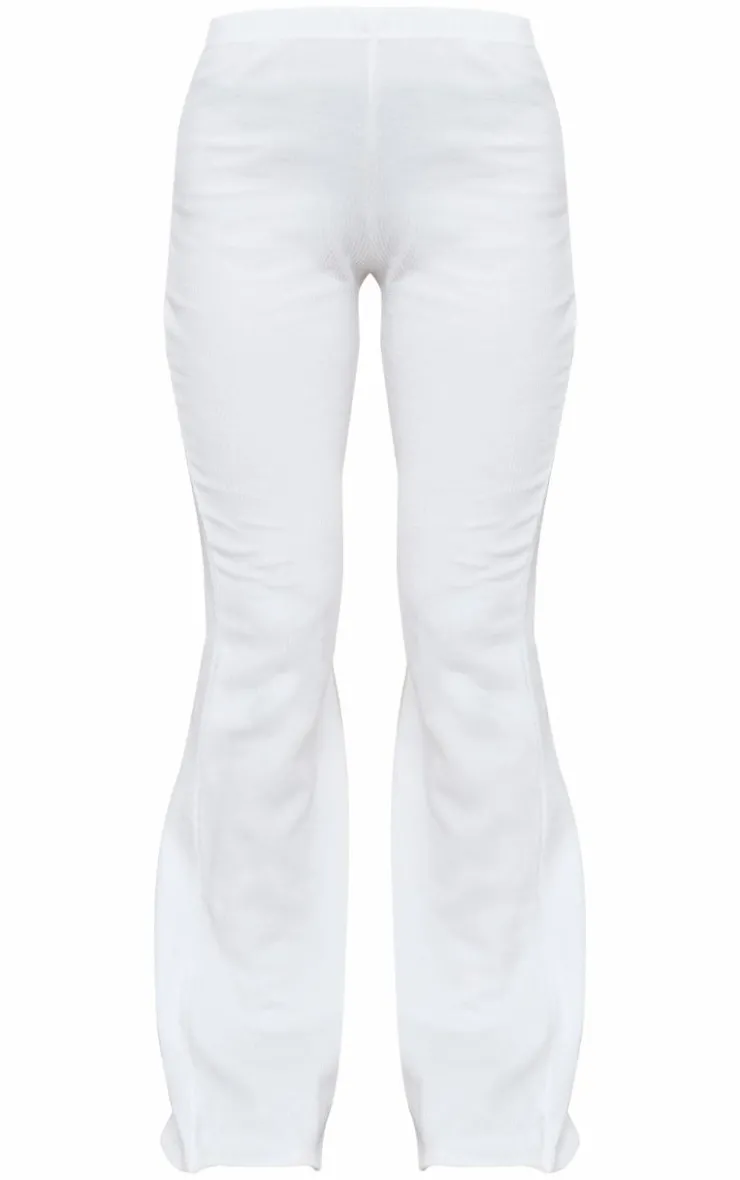Clearance PrettyLittleThing Rib High Waist Flares White