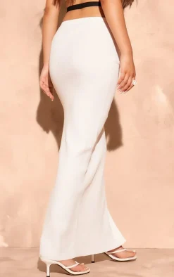 Best PrettyLittleThing Rib Knit Contrast Detailing Maxi Skirt White
