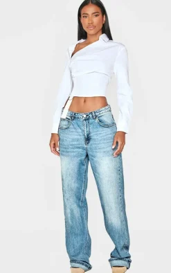 PrettyLittleThing Shirts*Ruched Buckle Asymmetric Shirt