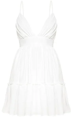 Ruched Frill Detail Strappy Skater Dress-PrettyLittleThing Best