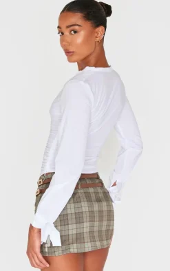 PrettyLittleThing Shirts*Ruched Front Tie Detail Shirt