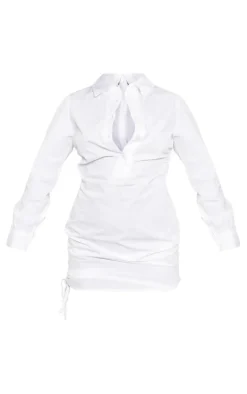 Ruched Side Fitted Shirt Dress-PrettyLittleThing Online