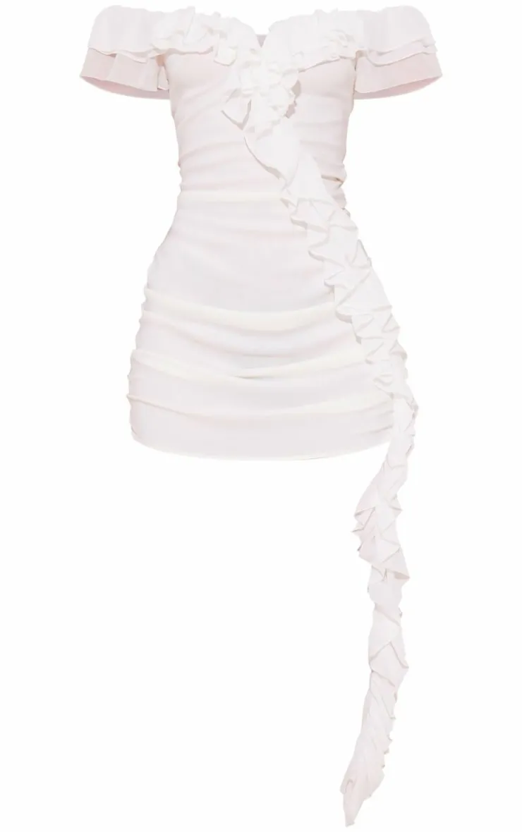 Ruffle Drape Detail Bodycon Dress-PrettyLittleThing Hot