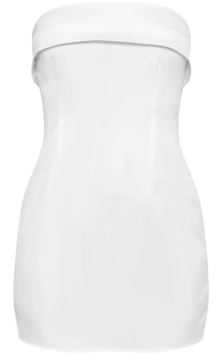 Satin Bandeau Fold Over Shift Dress-PrettyLittleThing Online