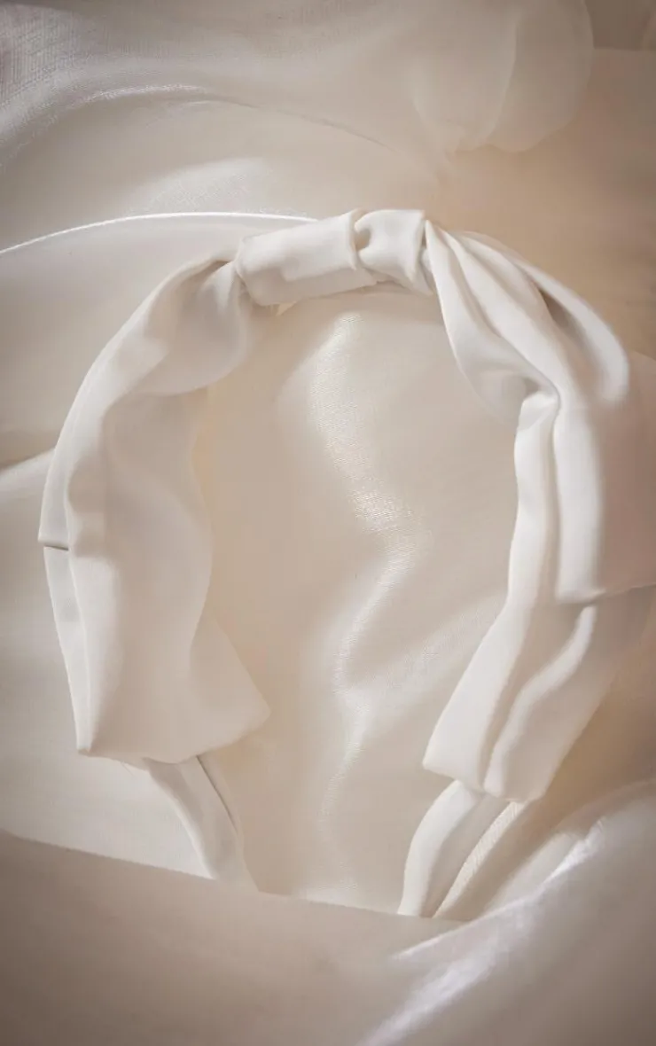 PrettyLittleThing Hair Accessories*Satin Bow Detail Ruched Headband
