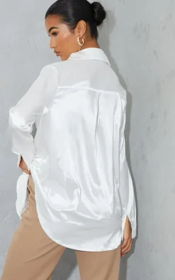 Satin Button Front Shirt-PrettyLittleThing New