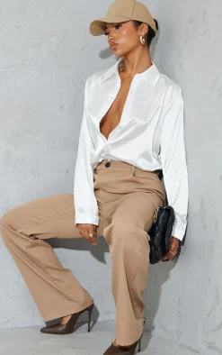 Satin Button Front Shirt-PrettyLittleThing New