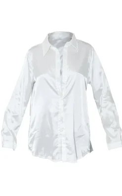 Satin Button Front Shirt-PrettyLittleThing New