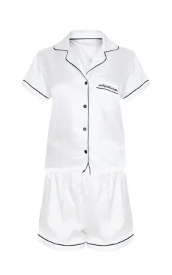 Satin Contrast Piping Short Pj Set-PrettyLittleThing Online
