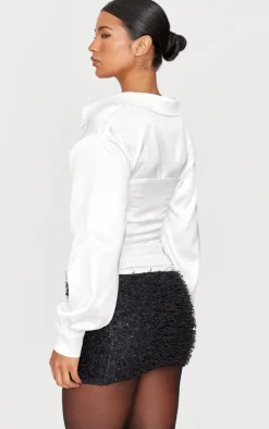 PrettyLittleThing Shirts*Satin Corset Detail Shirt