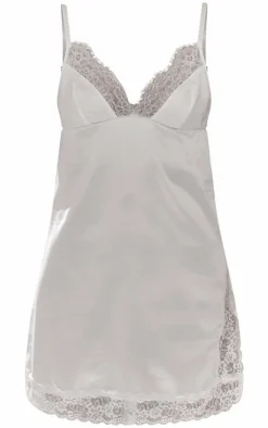 Satin Lace Split Detail Slip Dress-PrettyLittleThing Best