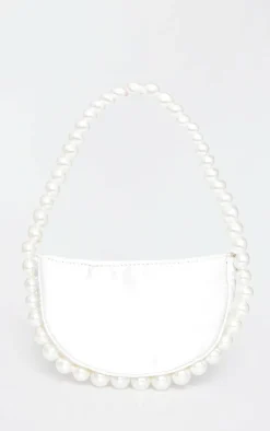 Satin Pearl Detail Mini Crescent Handbag-PrettyLittleThing Best