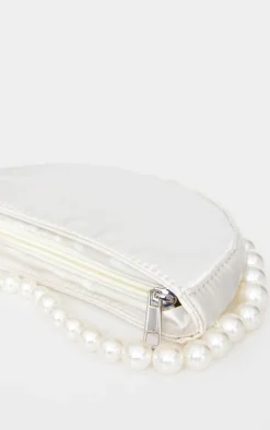 Satin Pearl Detail Mini Crescent Handbag-PrettyLittleThing Best