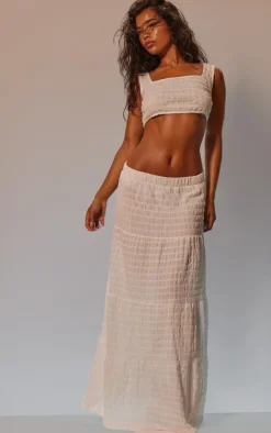Outlet PrettyLittleThing Seersucker Texture Square Neck Crop Top White