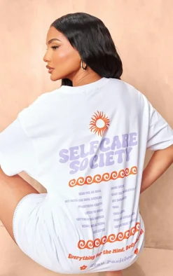PrettyLittleThing T-Shirts*Self Care Graphic Oversized T Shirt