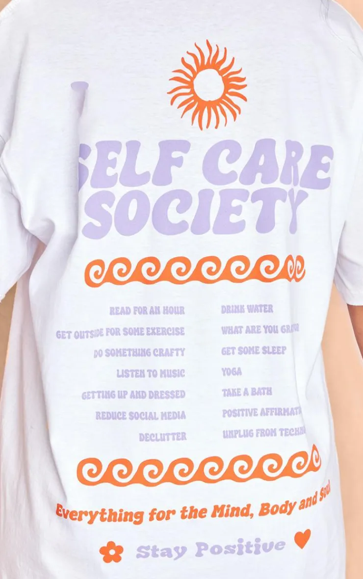 PrettyLittleThing T-Shirts*Self Care Graphic Oversized T Shirt