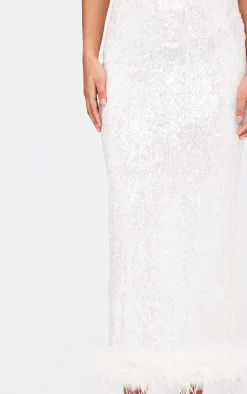Sequin Faux Feather Maxi Dress-PrettyLittleThing Online