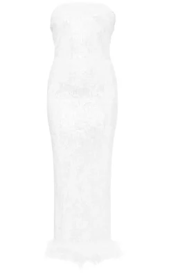 Sequin Faux Feather Maxi Dress-PrettyLittleThing Online
