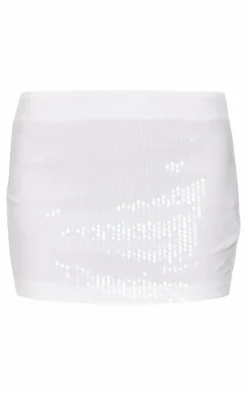 Clearance PrettyLittleThing Sequin Mini Skirt White