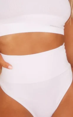 White Shapewear High Waisted Control Thong