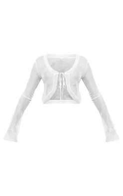 PrettyLittleThing Cardigans*Sheer Chrome Knit Tie Front Cardigan