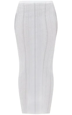 New PrettyLittleThing Sheer Knit Low Rise Maxi Skirt White