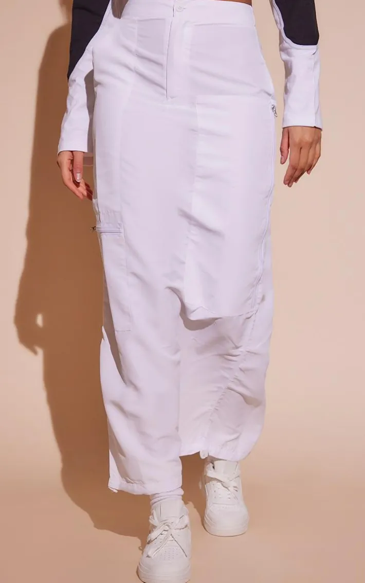 White Shell Double Zip Midaxi Skirt