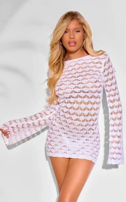 Shell Knit Low Back Mini Dress-PrettyLittleThing Discount