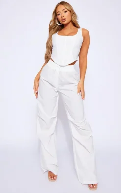 Best PrettyLittleThing Shell Toggle Drawstring Ruched Cargo Pants White