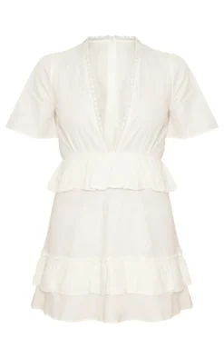 Short Sleeve Tiered Skirt Shift Dress-PrettyLittleThing Clearance