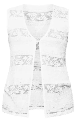 PrettyLittleThing Sleeveless Tops*Sleeveless Textured Lace Vest