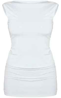 Clearance PrettyLittleThing Slinky Open Back Longline Top White