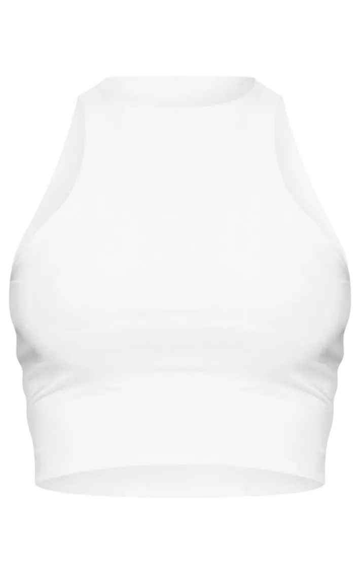 White Slinky Racer Crop Top