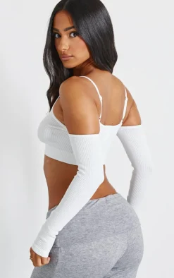 PrettyLittleThing Snatched*Snatched Rib Cold Shoulder Crop Top