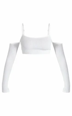 PrettyLittleThing Snatched*Snatched Rib Cold Shoulder Crop Top