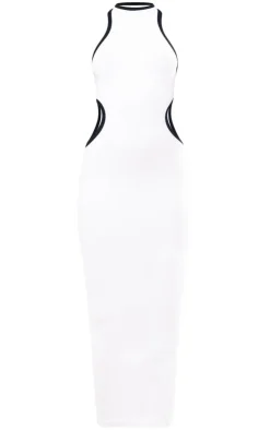 PrettyLittleThing Snatched*Snatched Rib Contrast Binding Cut Out Midaxi Dress