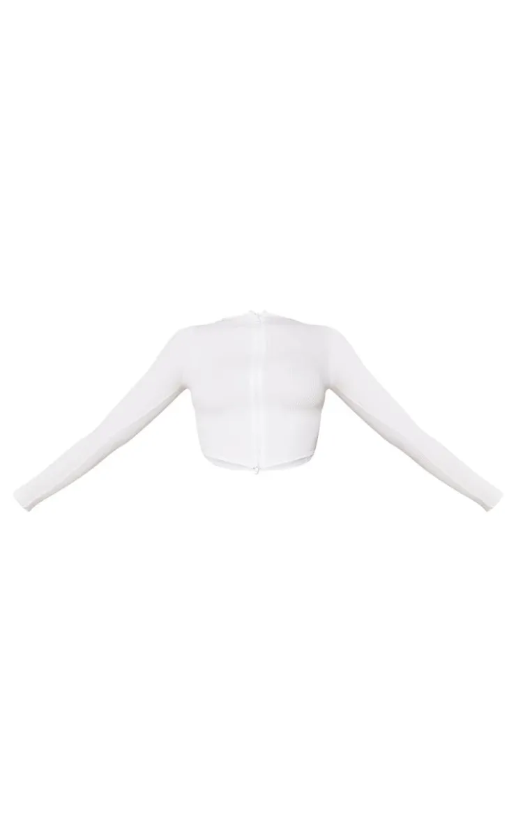 PrettyLittleThing Snatched*Snatched Rib Double Zip Top