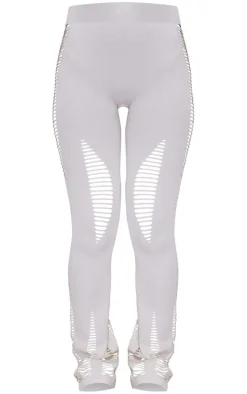 White Snatched Rib Laddered Detail Flares