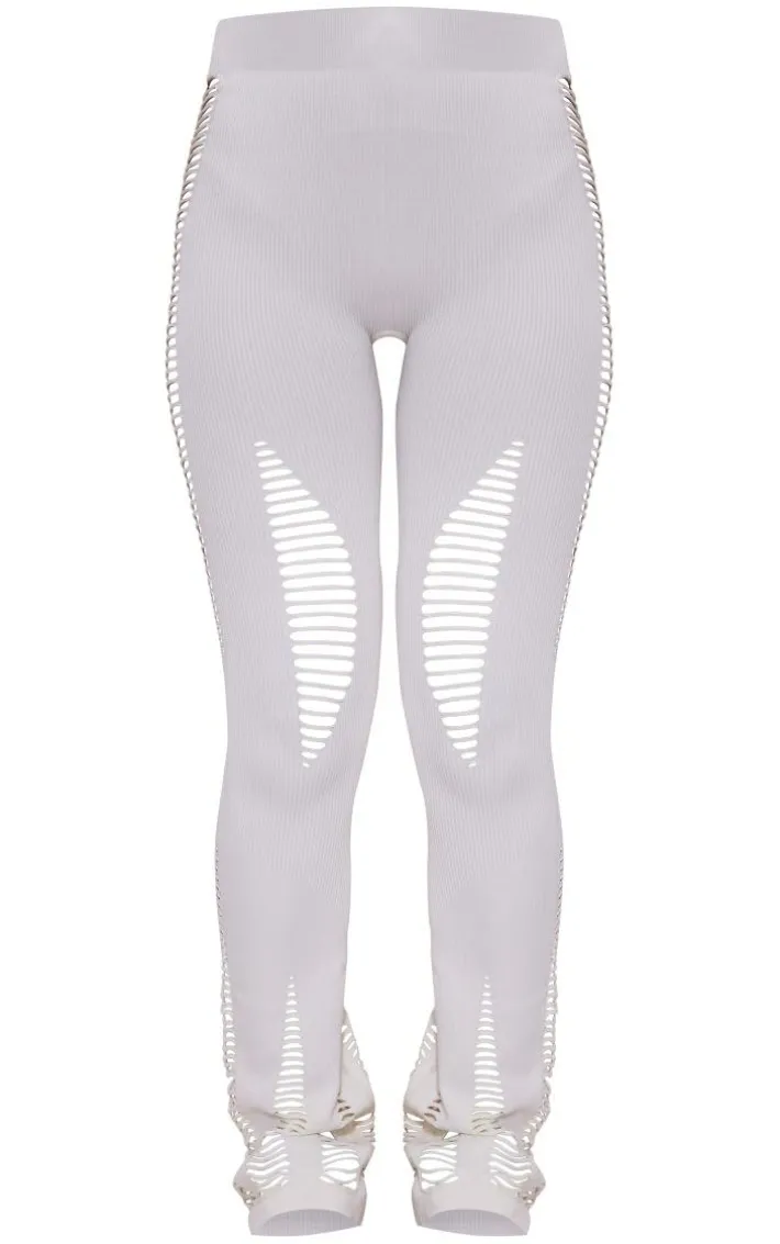 White Snatched Rib Laddered Detail Flares