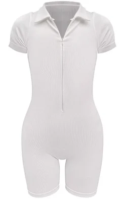 PrettyLittleThing Unitards*Snatched Rib Polo Unitard