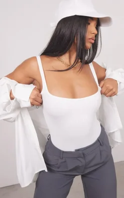PrettyLittleThing Snatched*Snatched Rib Square Neck Sleeveless Bodysuit