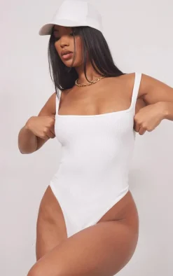 PrettyLittleThing Snatched*Snatched Rib Square Neck Sleeveless Bodysuit