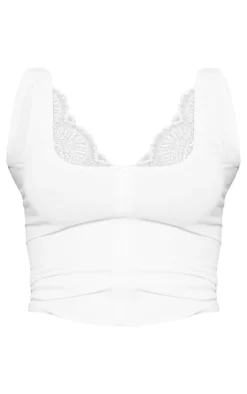 PrettyLittleThing Snatched*Snatched Sculpt Lace Trim Button Up Long Top