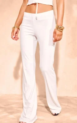 Online PrettyLittleThing Soft Touch Flare Pants White