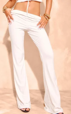 Online PrettyLittleThing Soft Touch Flare Pants White