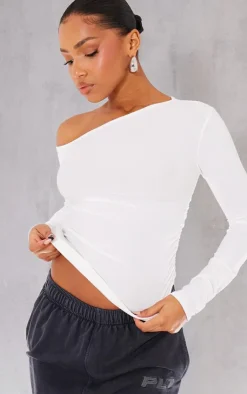 PrettyLittleThing Christmas Shop*Soft Touch Jersey Ruche Side Long Top