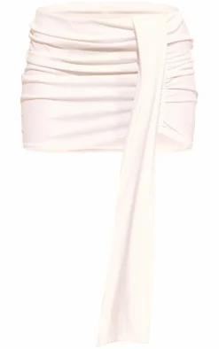 Best PrettyLittleThing Soft Touch Ruched Drape Front Mini Skirt White