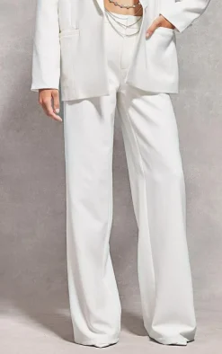 Best PrettyLittleThing Straight Leg Tailored Pants White