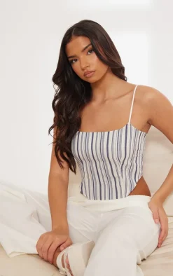 PrettyLittleThing Camisole*Strappy Curved Hem Stripe Cami